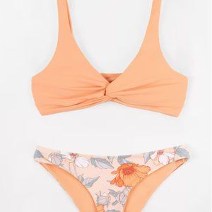 Romantic Flower Twist Front Bikini set